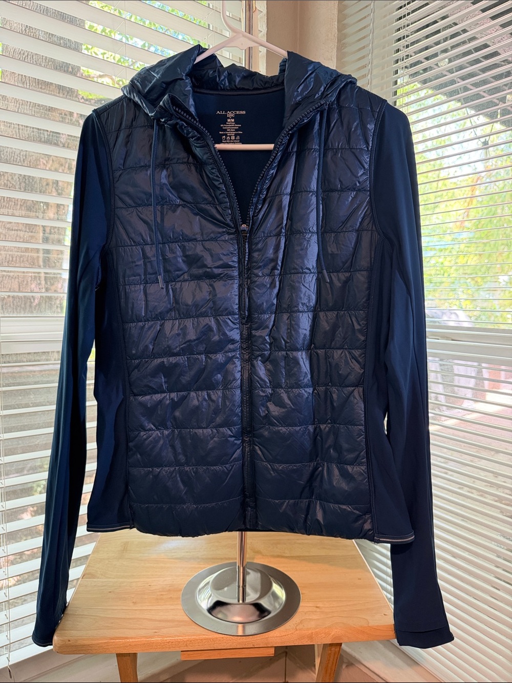 ALL ACCESS Navy Quilted Hooded Puffer Jacket